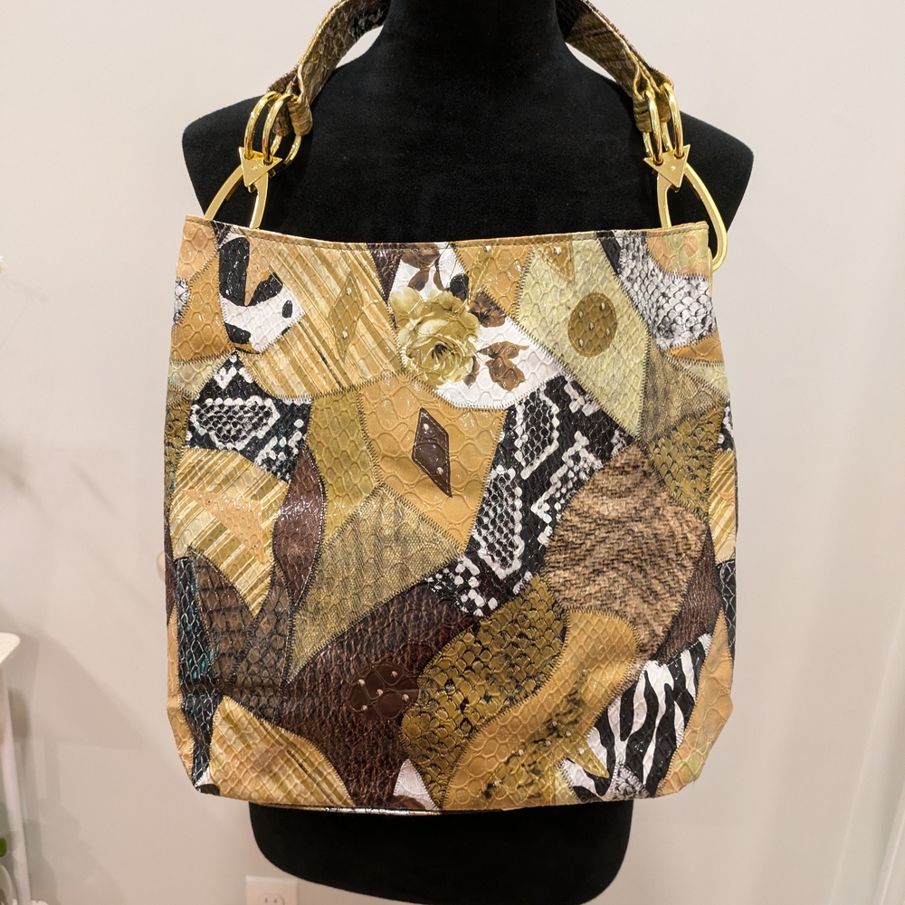 Braciano Brown Tan Shoulder Bucket Bag with Elegant Design